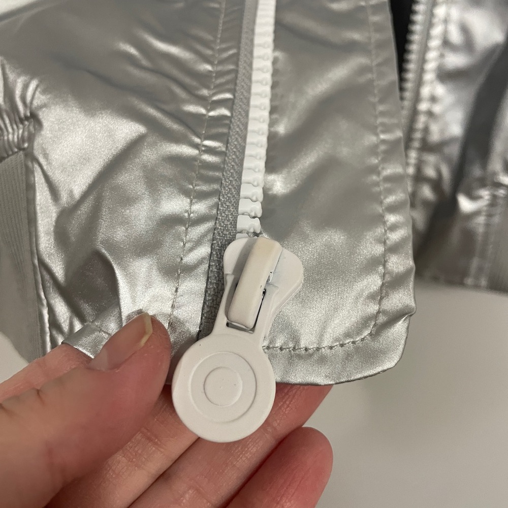 HUNTER X TARGET Silver Metallic Lined Windbreaker Bomber Jacket Unisex Small - Picture 5 of 14